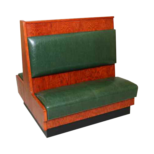 red wood booth with green cushion Crystal Minnesota